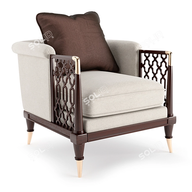 Modern Brown Wood Armchair 3D model image 1