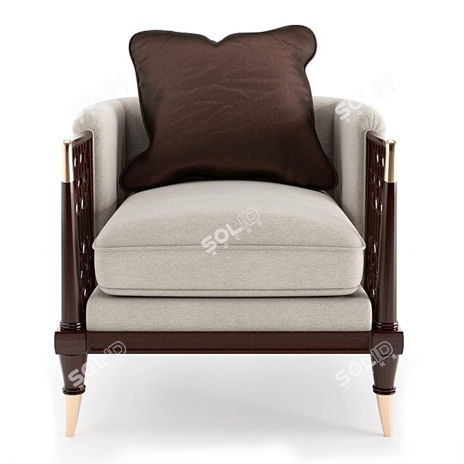 Modern Brown Wood Armchair 3D model image 2