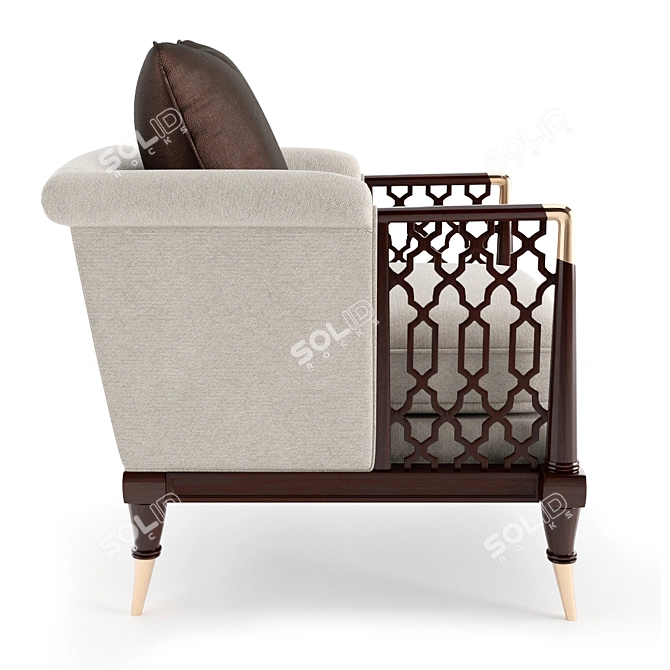 Modern Brown Wood Armchair 3D model image 3