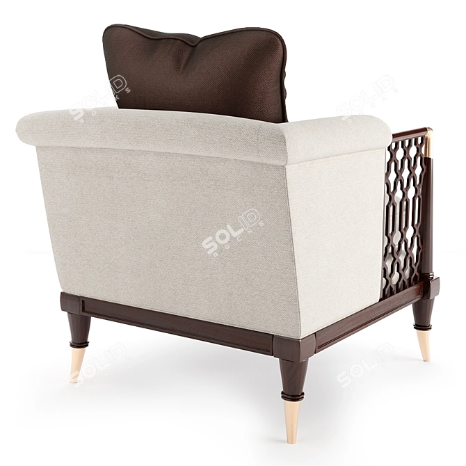 Modern Brown Wood Armchair 3D model image 4