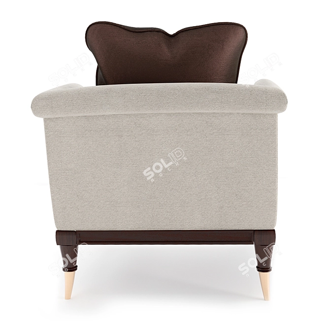 Modern Brown Wood Armchair 3D model image 5