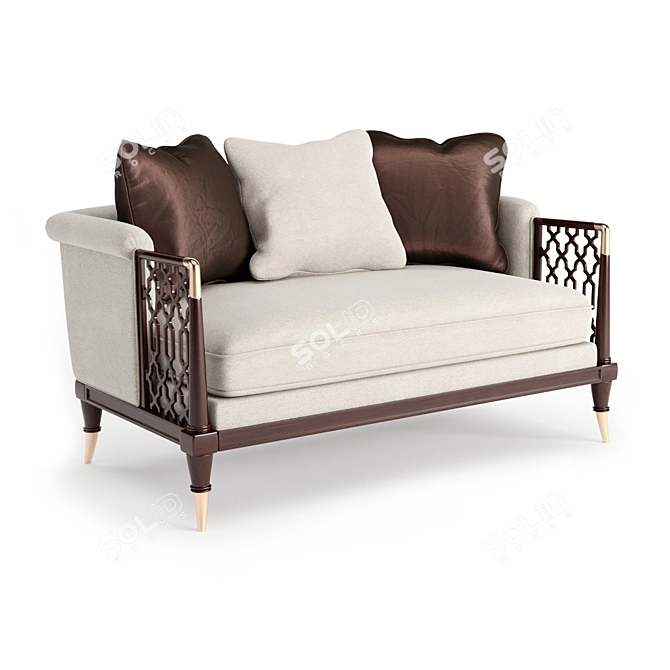 Classic Brown Wood Lattice Sofa 3D model image 1