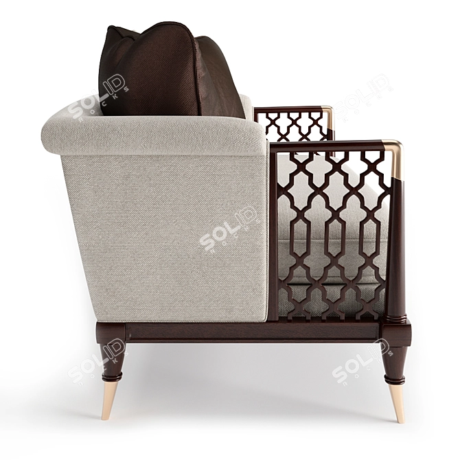 Classic Brown Wood Lattice Sofa 3D model image 3