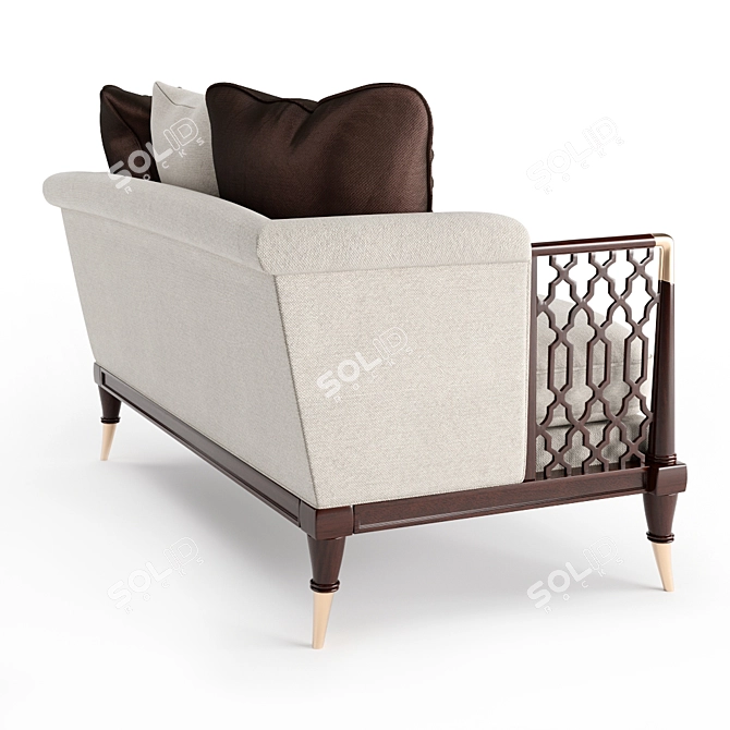 Classic Brown Wood Lattice Sofa 3D model image 4