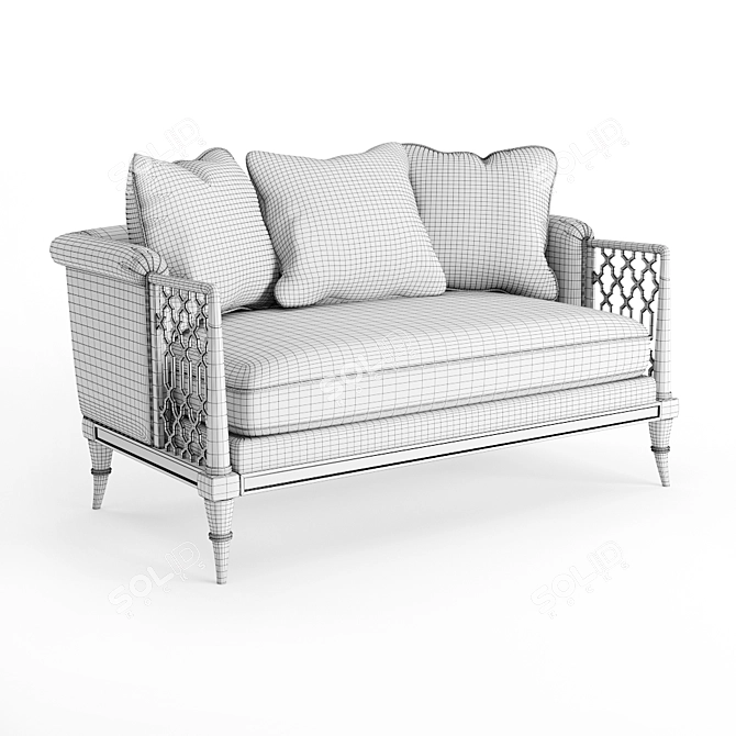 Classic Brown Wood Lattice Sofa 3D model image 6