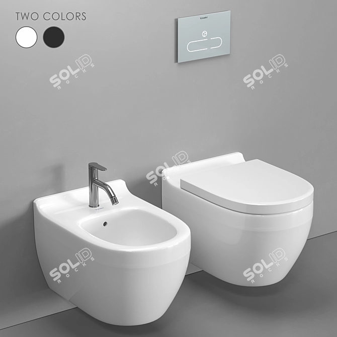 Title: Duravit Starck 3 Wall-Hung Toilet & Bidet Set 3D model image 1