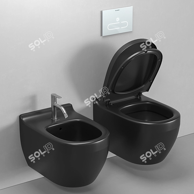 Title: Duravit Starck 3 Wall-Hung Toilet & Bidet Set 3D model image 2