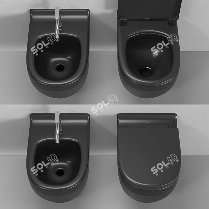 Title: Duravit Starck 3 Wall-Hung Toilet & Bidet Set 3D model image 6