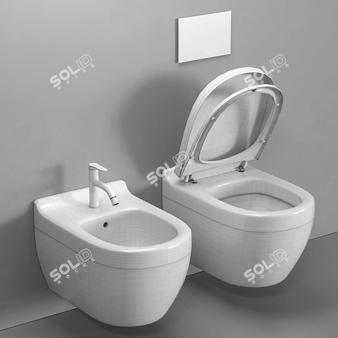 Title: Duravit Starck 3 Wall-Hung Toilet & Bidet Set 3D model image 7