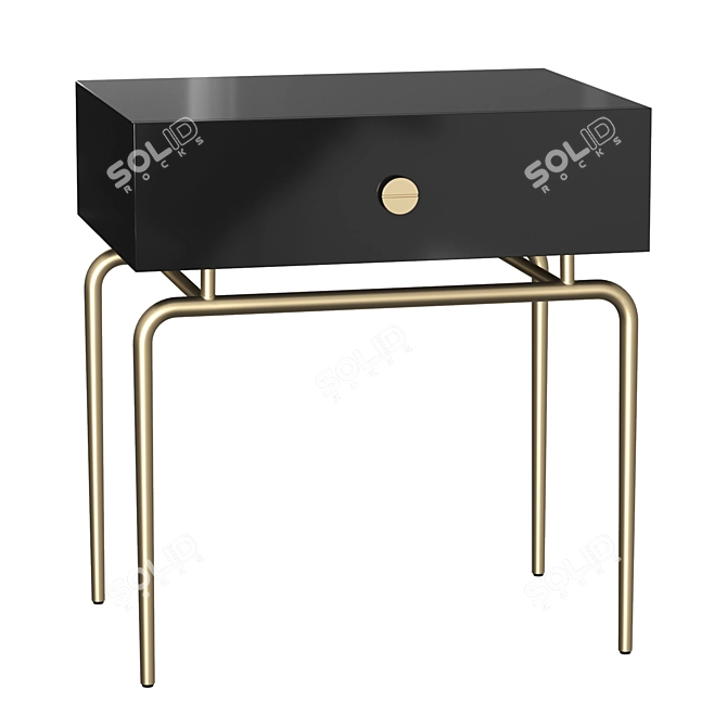 Elegant Bedside Table in Black Lacquer 3D model image 1