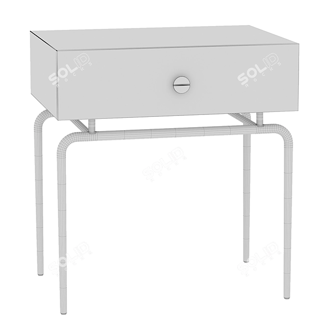 Elegant Bedside Table in Black Lacquer 3D model image 3