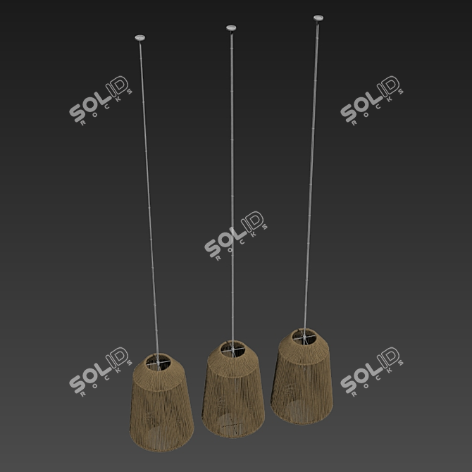 Wicker Rattan Barrel Lamp 3D model image 5