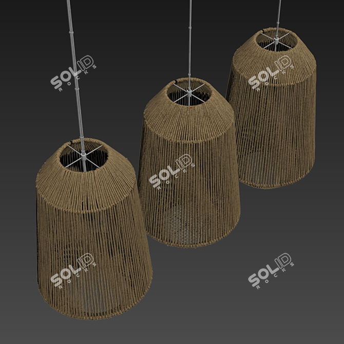 Wicker Rattan Barrel Lamp 3D model image 6