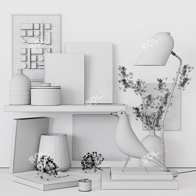 Modern Decor Set: Eames Bird, Ceramic Vase, Eucalyptus 3D model image 5