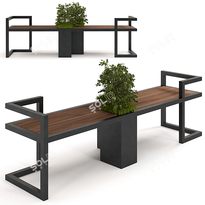 Urban Oasis Bench: A Stylish Blend of Furniture and Plants 3D model image 1