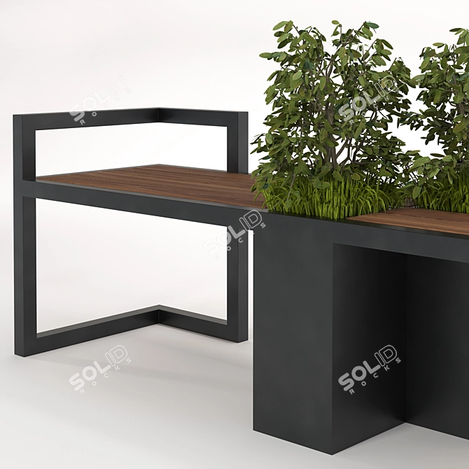 Urban Oasis Bench: A Stylish Blend of Furniture and Plants 3D model image 2