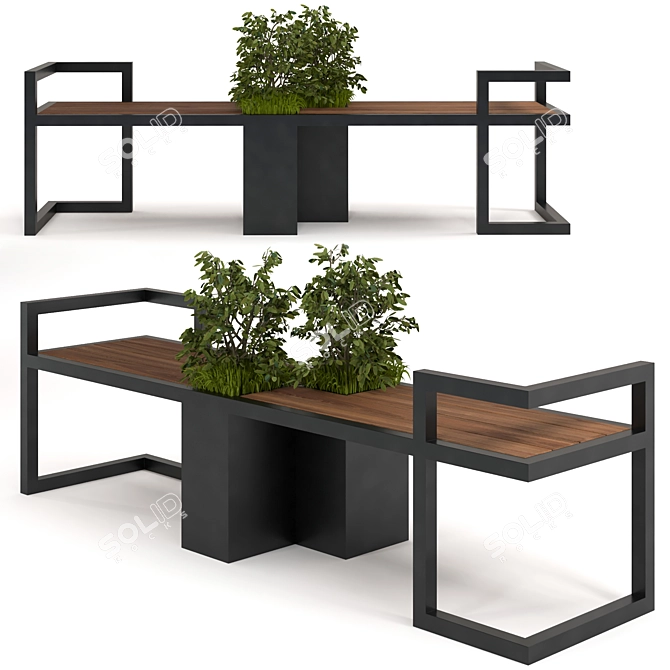 Urban Oasis Bench: A Stylish Blend of Furniture and Plants 3D model image 3
