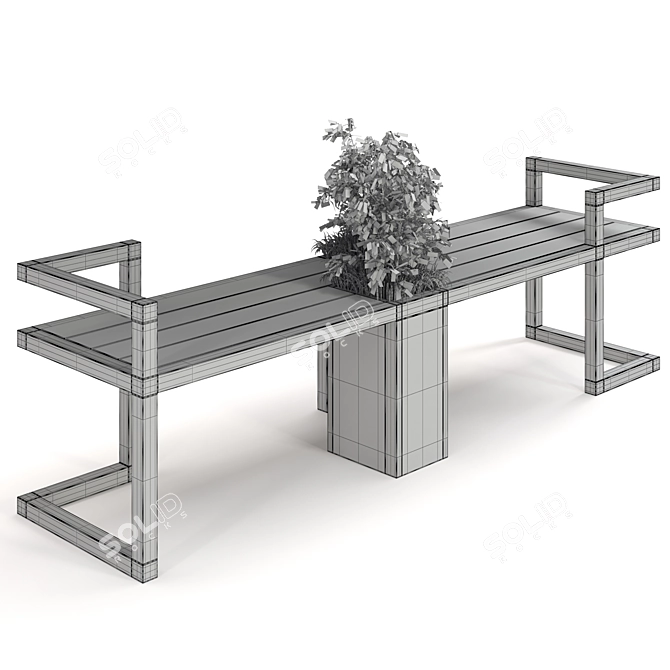 Urban Oasis Bench: A Stylish Blend of Furniture and Plants 3D model image 4