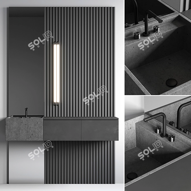 Modern Bathroom Console with Mirror 3D model image 1