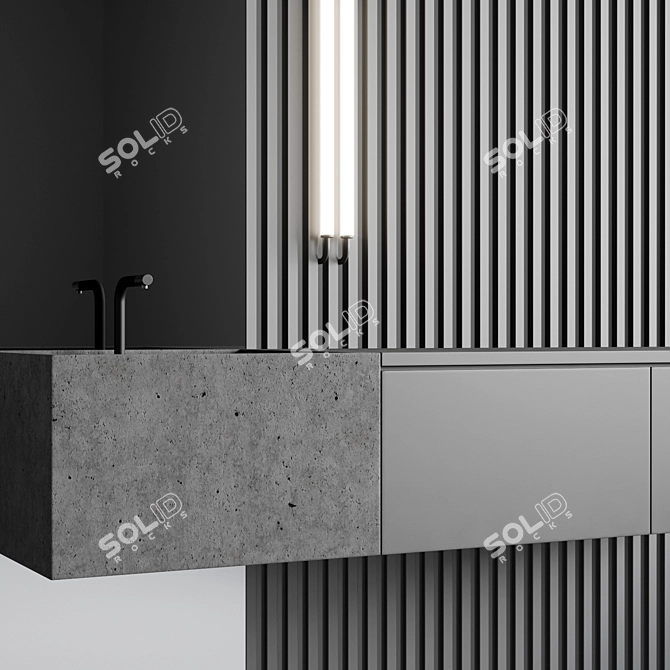 Modern Bathroom Console with Mirror 3D model image 2