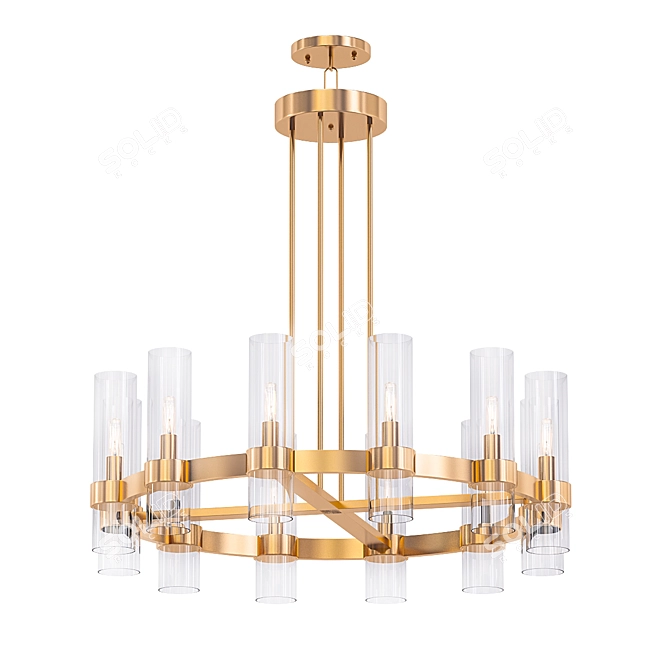 Elegant 12-Light Gallery Chandelier 3D model image 1