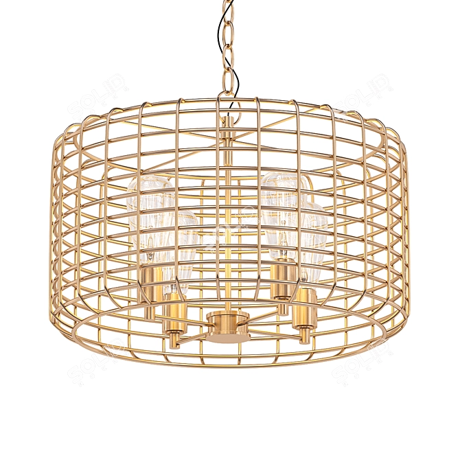 Lynden 4-Light Drum Chandelier 3D model image 1