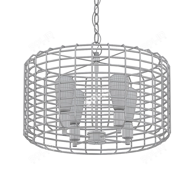 Lynden 4-Light Drum Chandelier 3D model image 2