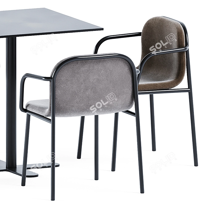 Modern Outdoor Table and Chair Set 3D model image 3