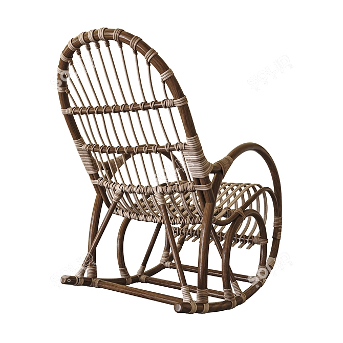 Elegant Rattan Rocking Chair 3D model image 2