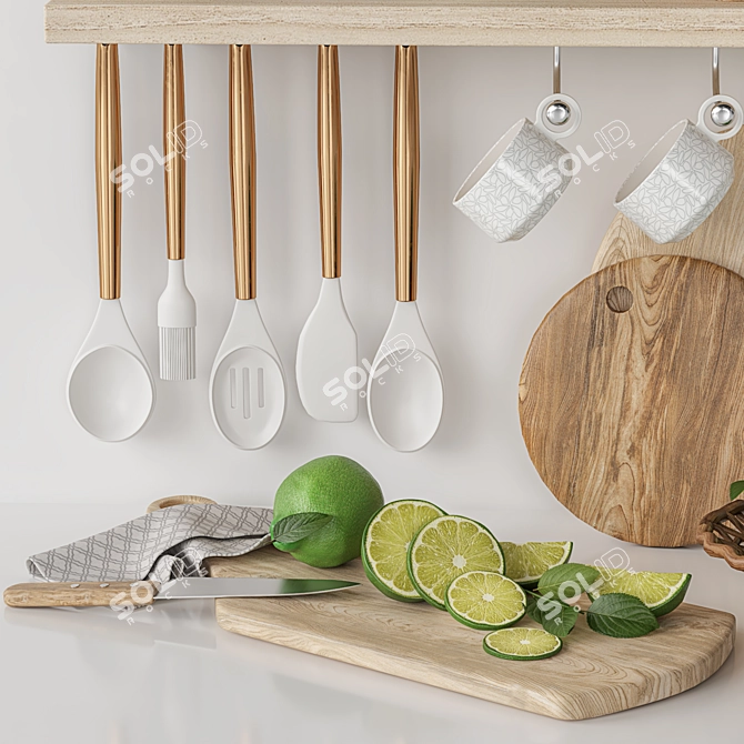 Modern Kitchen Accessories Set 3D model image 3