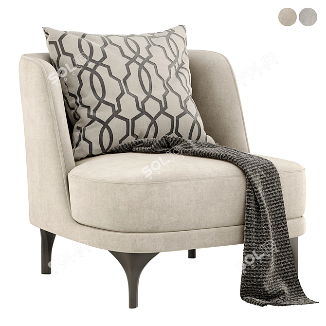 Cozy Luna Bodema Armchair: 3D Cushion & Blanket 3D model image 1