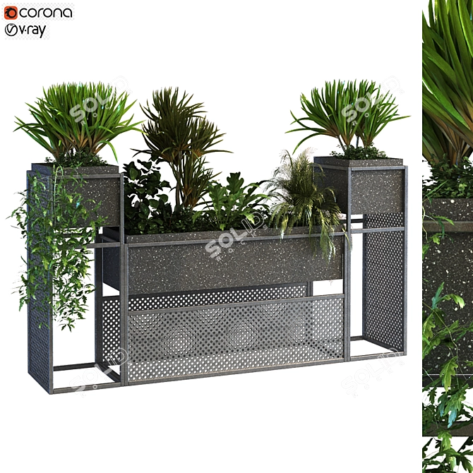 Greenery Box Set 066: Indoor Plant in Stylish Display 3D model image 1
