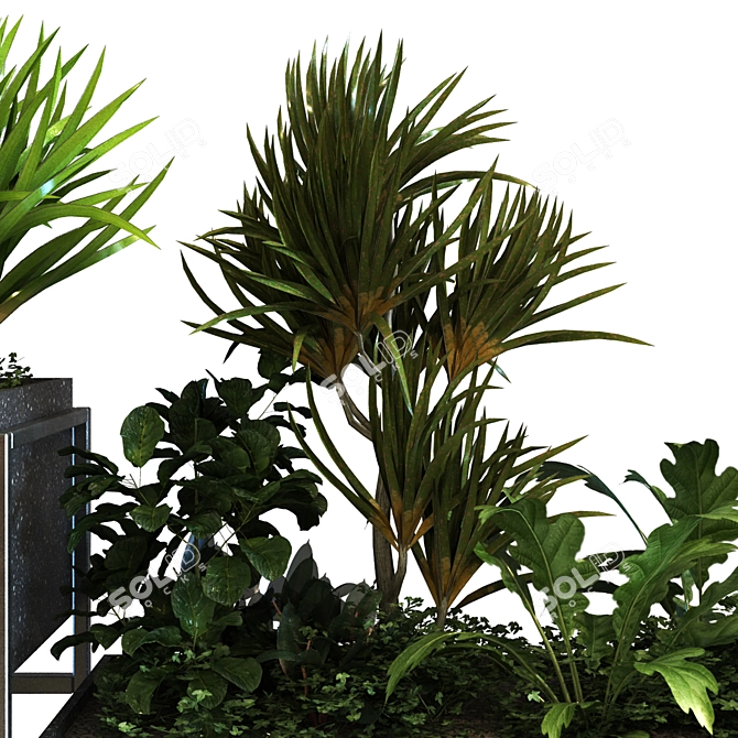 Greenery Box Set 066: Indoor Plant in Stylish Display 3D model image 3