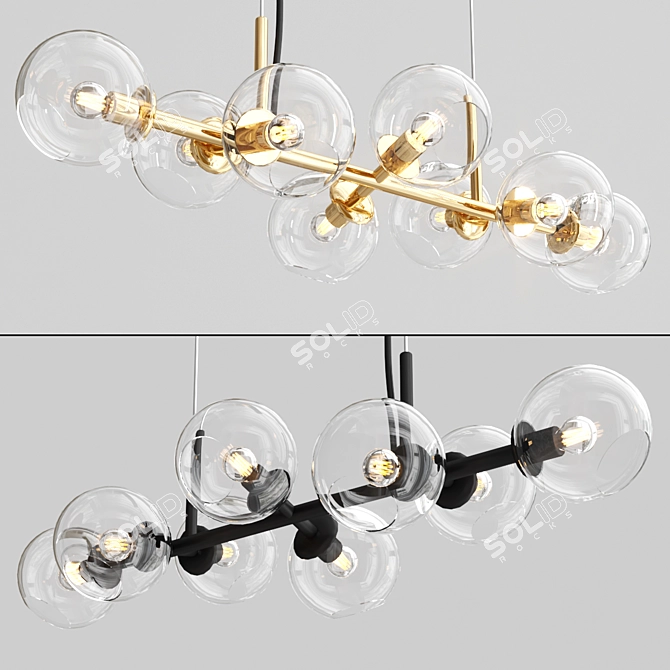 Elegant Staggered Glass Chandelier 3D model image 3