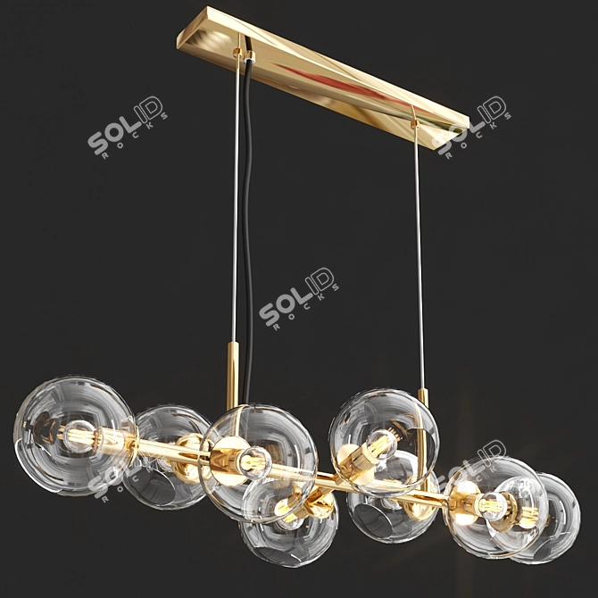 Elegant Staggered Glass Chandelier 3D model image 1