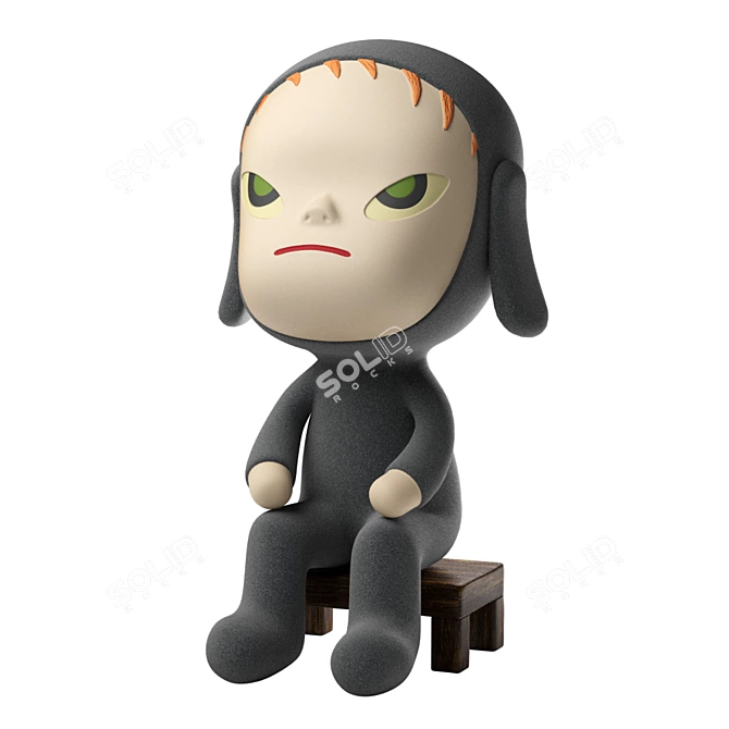 Yoshitomo Nara Night Sitting Figurine 3D model image 1