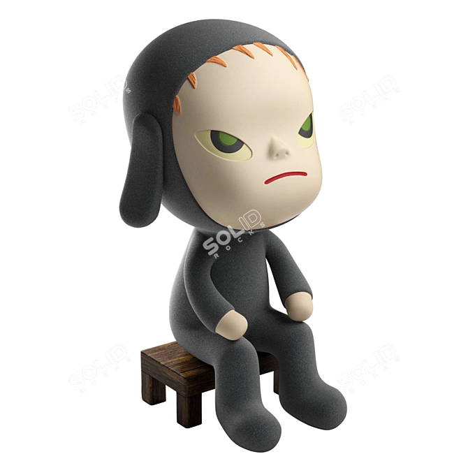 Yoshitomo Nara Night Sitting Figurine 3D model image 2