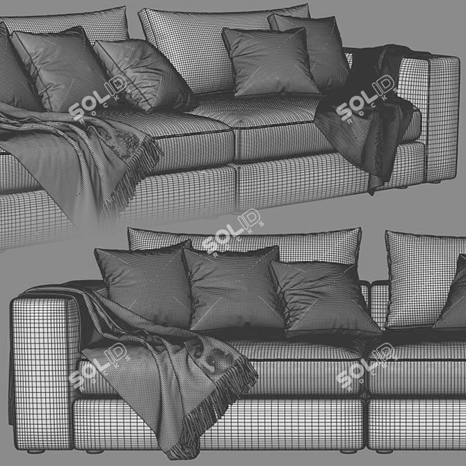 Sophisticated Linteloo Hamptons 2-Seater Sofa 3D model image 4