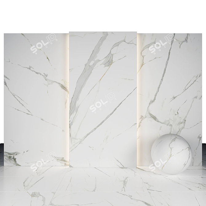 White Royal Marble: Elegant Glossy Slabs & Tiles 3D model image 2