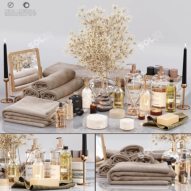 Elegant Bathroom Decor Set 3D model image 1