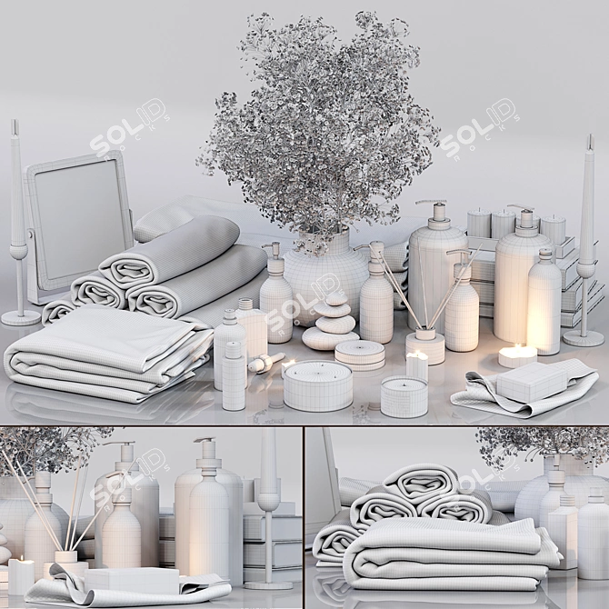 Elegant Bathroom Decor Set 3D model image 4