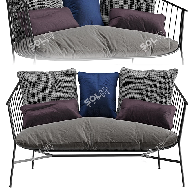 Outdoor Sofa with UV Mapping 3D model image 2