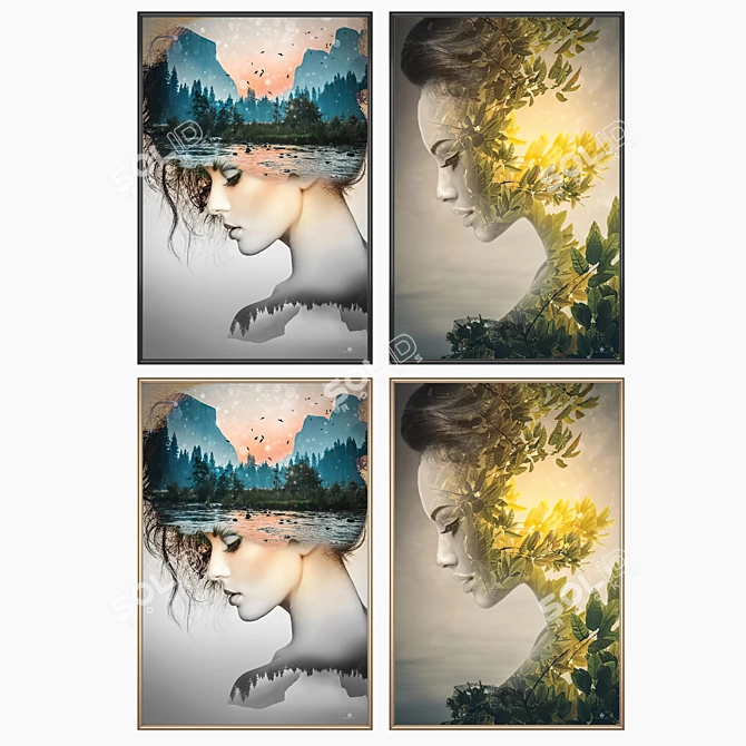 Artistic Wall Painting Set 3D model image 2