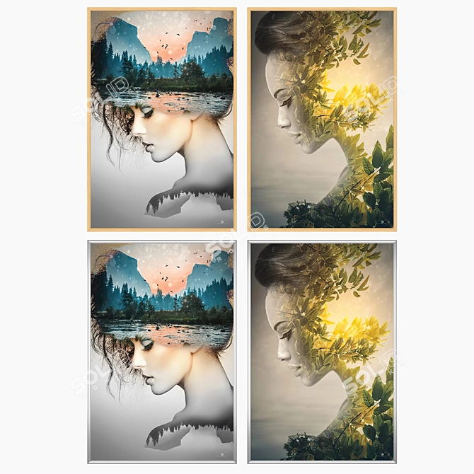 Artistic Wall Painting Set 3D model image 3