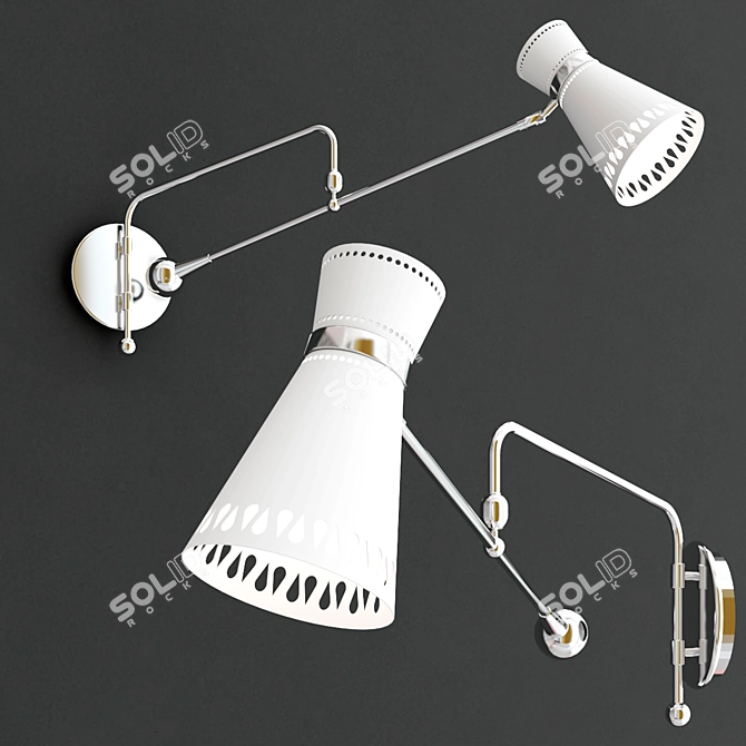 Sleek Havana Swing-Arm Wall Sconce 3D model image 2