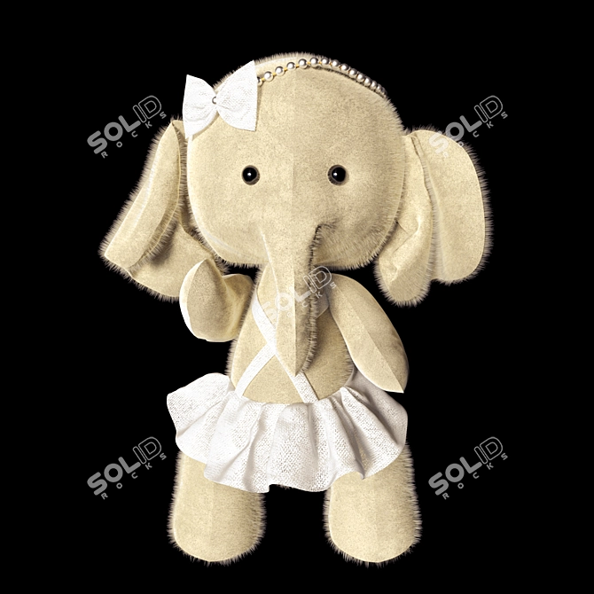 Cozy Teddy Elephant Fur Toy 3D model image 1