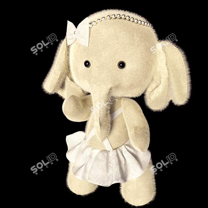 Cozy Teddy Elephant Fur Toy 3D model image 2