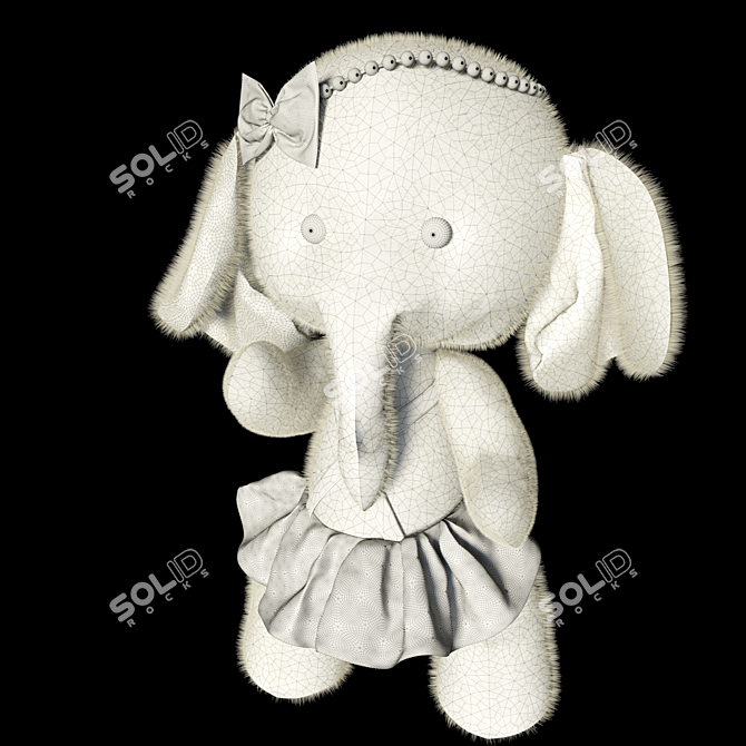 Cozy Teddy Elephant Fur Toy 3D model image 4