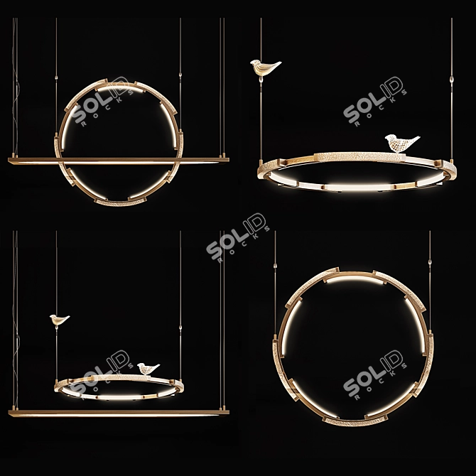 Sleek Metal Chandeliers 3D model image 1