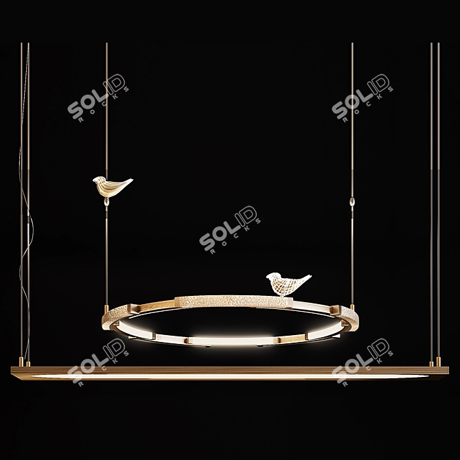 Sleek Metal Chandeliers 3D model image 3